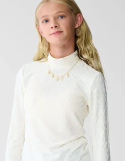 All-Over Heart Longsleeve Top Gebroken Wit