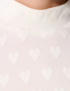 All Over Heart Print Top Gebroken Wit
