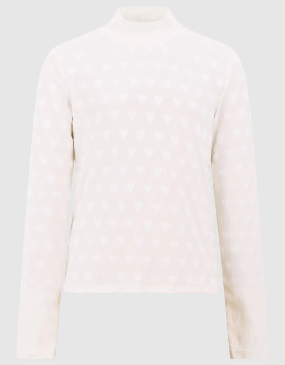 All Over Heart Print Top Gebroken Wit