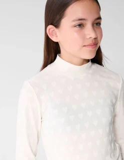All Over Heart Print Top Gebroken Wit