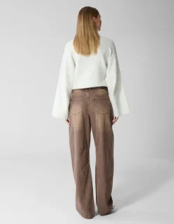 Asymmetric Barrel Fit Jeans Washed Bruin