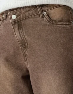 Asymmetric Barrel Fit Jeans Washed Bruin