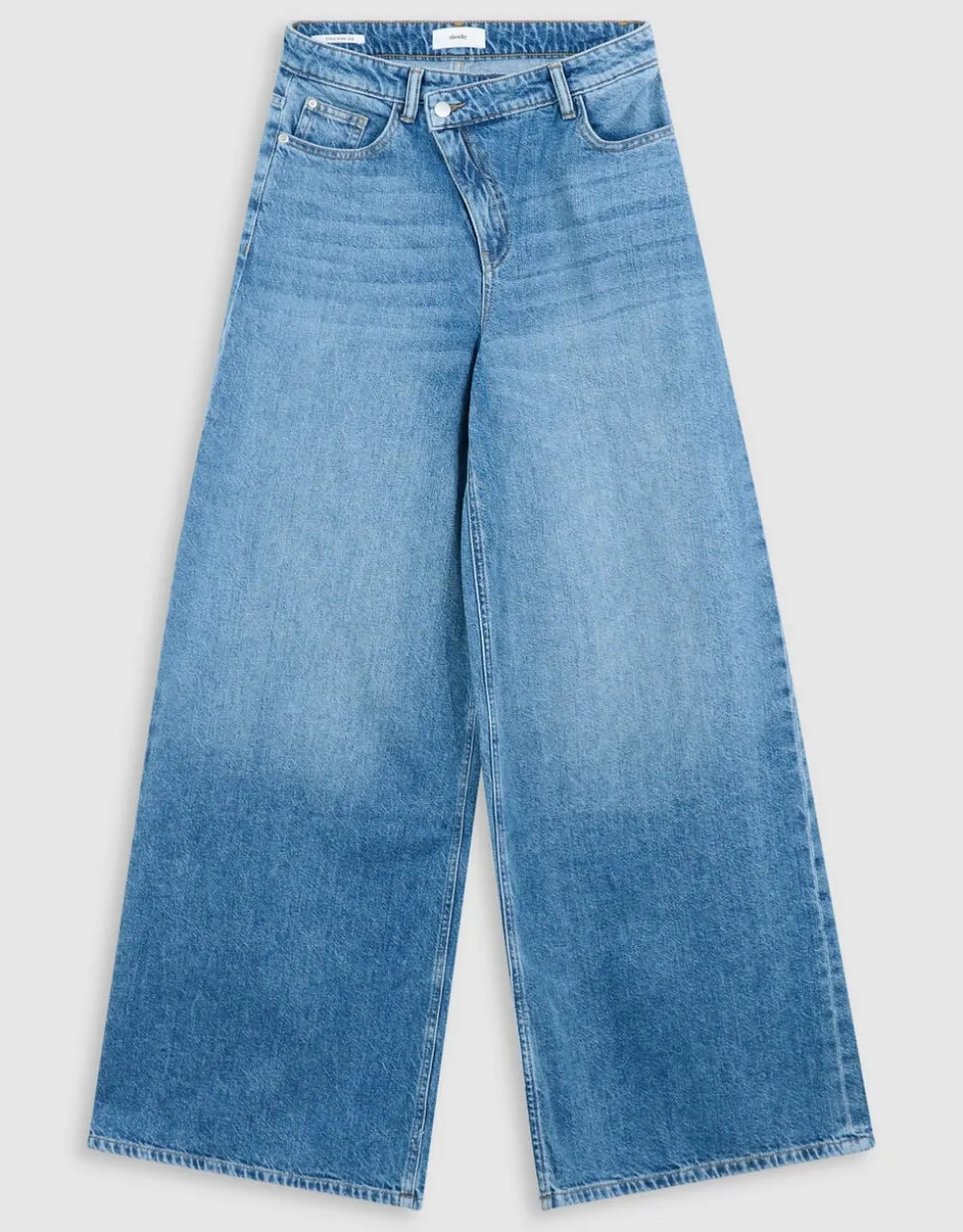 Asymmetric Ultra Wide Leg Fit Jeans Mediumstone