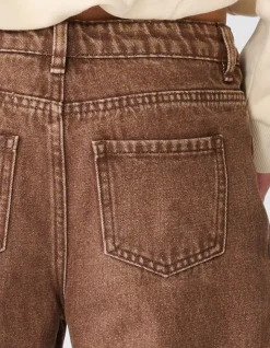 Asymmetrische Barrel Fit Jeans Bruin