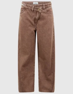 Asymmetrische Barrel Fit Jeans Bruin