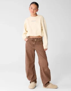 Asymmetrische Barrel Fit Jeans Bruin