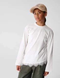 Asymmetrische Kanten Longsleeve T-shirt Wit