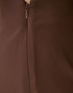 Asymmetrische Kanten Midi Rok Bruin