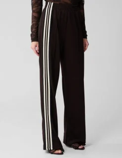 Asymmetrische Tape Wide Leg Broek Donkerbruin