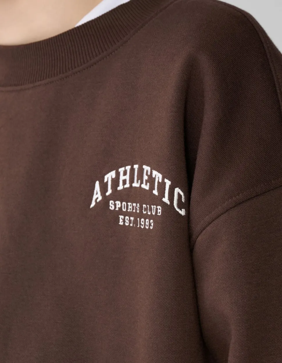 Athletic Artwork Sweater Donkerbruin