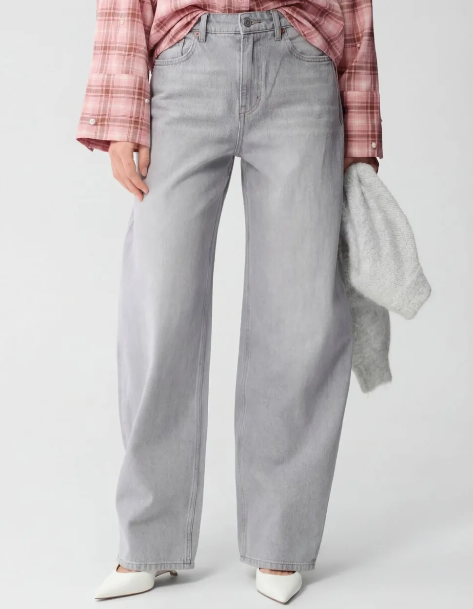Baggy Fit Jeans Lichtgrijs