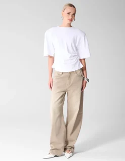 Baggy Fit Strass Jeans Lichtbruin