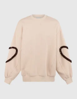Balloon Fit Heart Sweater Gebroken Wit