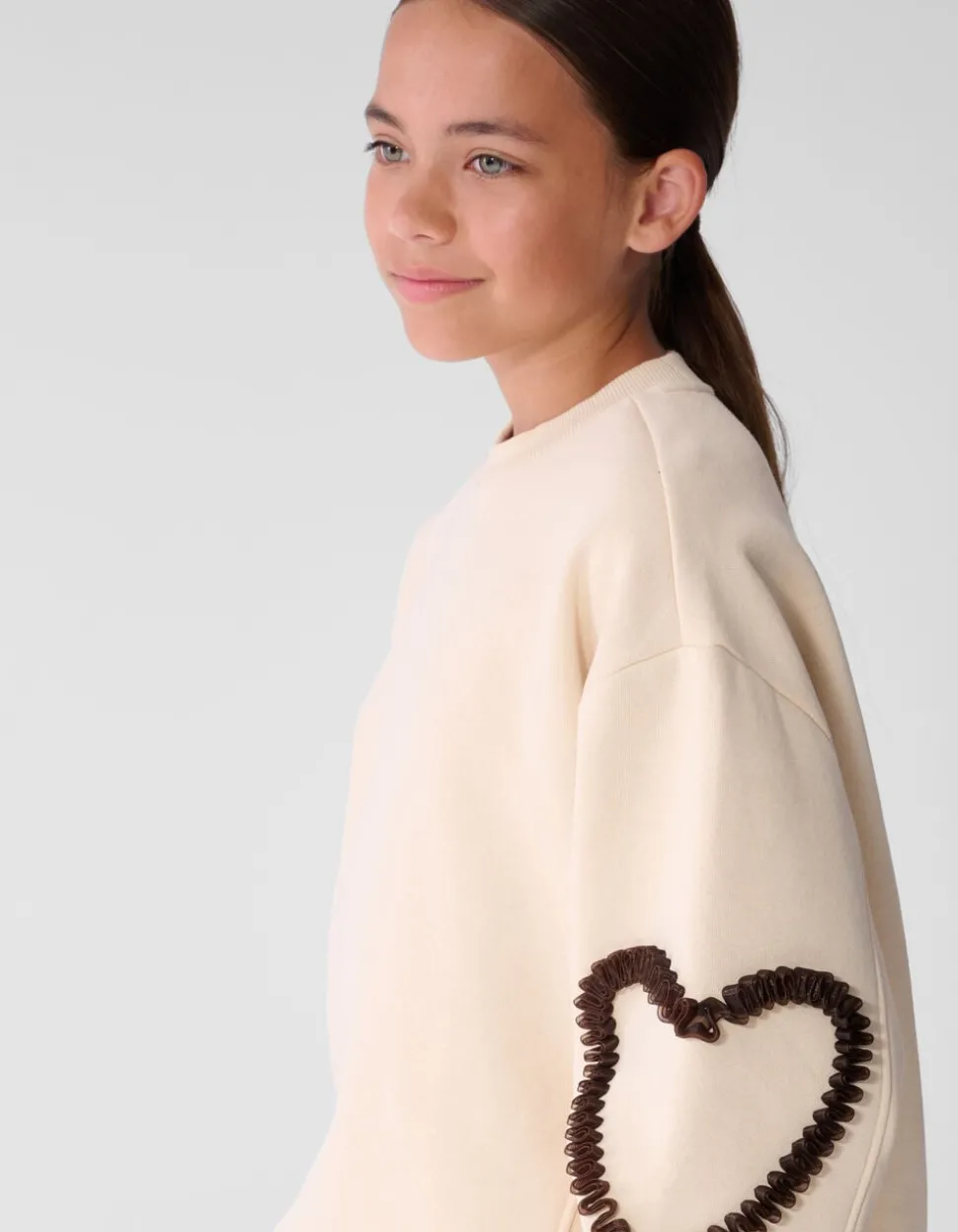 Balloon Fit Heart Sweater Gebroken Wit
