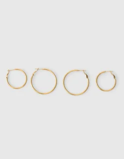 Basic Hoop Oorbellen Set Goud