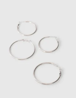 Basic Hoop Oorbellen Set Zilver