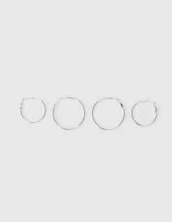 Basic Hoop Oorbellen Set Zilver