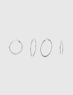 Basic Hoop Oorbellen Set Zilver