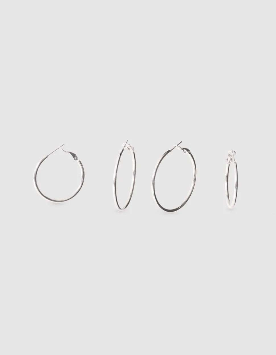 Basic Hoop Oorbellen Set Zilver