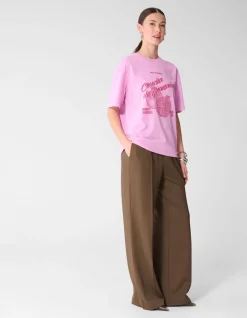 Basic Wide Leg Fit Broek Bruin
