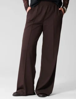 Basic Wide Leg Fit Broek Donkerbruin