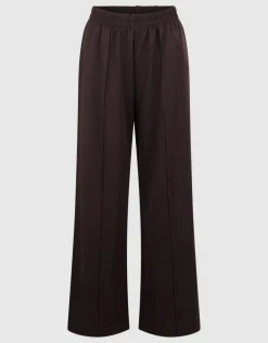 Basic Wide Leg Fit Broek Donkerbruin