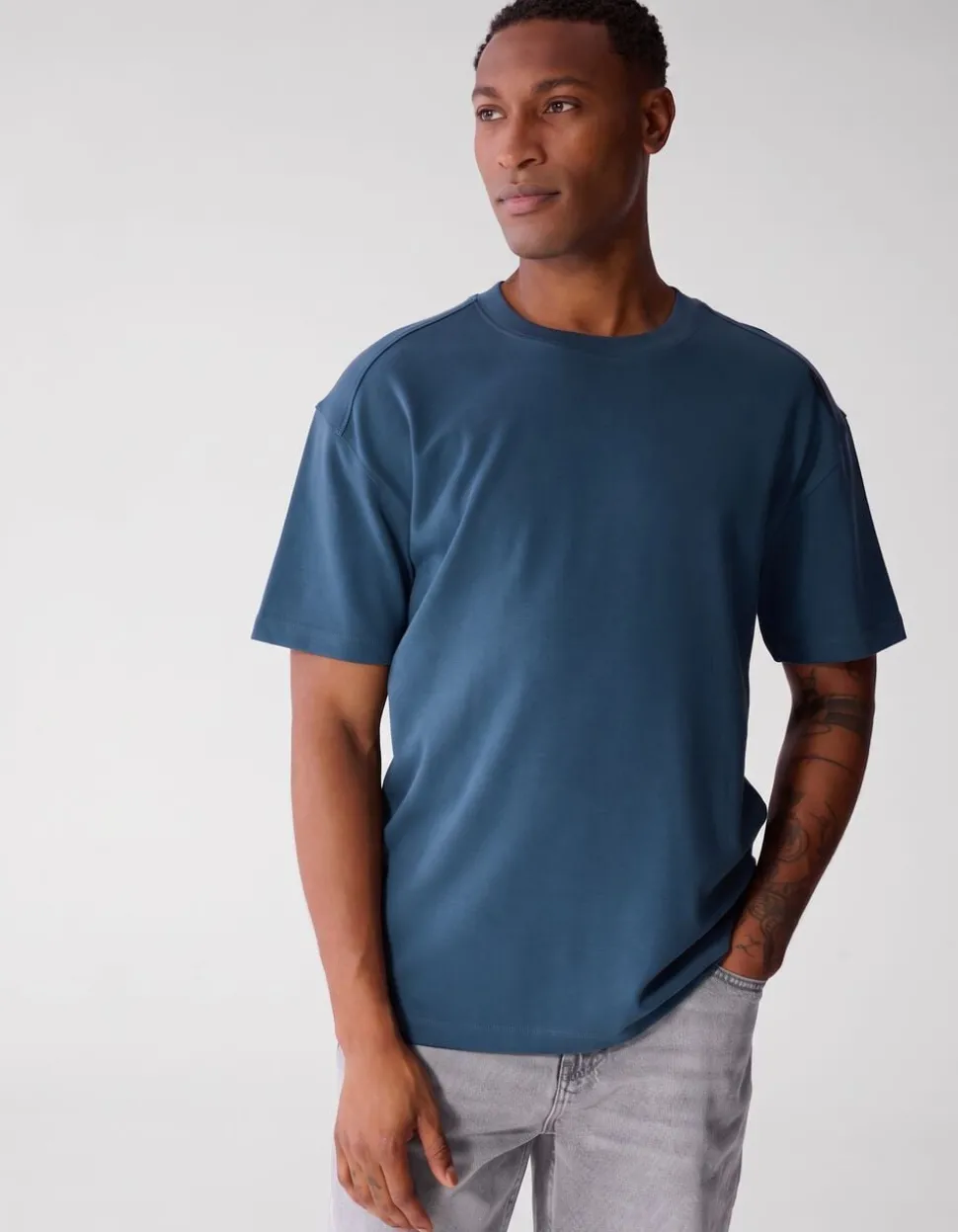 Basis Label T-shirt Blauw