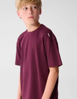 Basis Label T-shirt Donkerrood