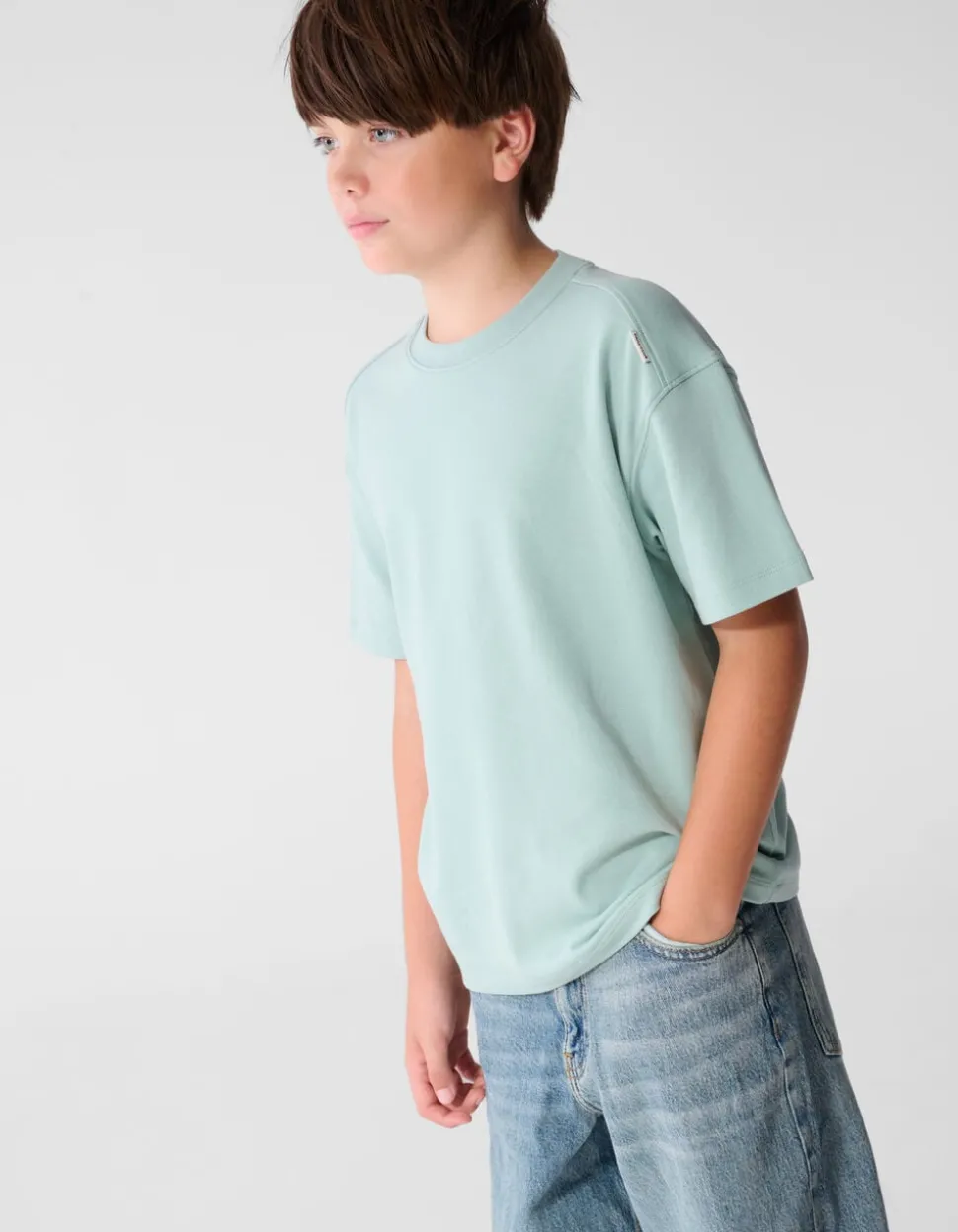 Basis Label T-Shirt Lichtgroen
