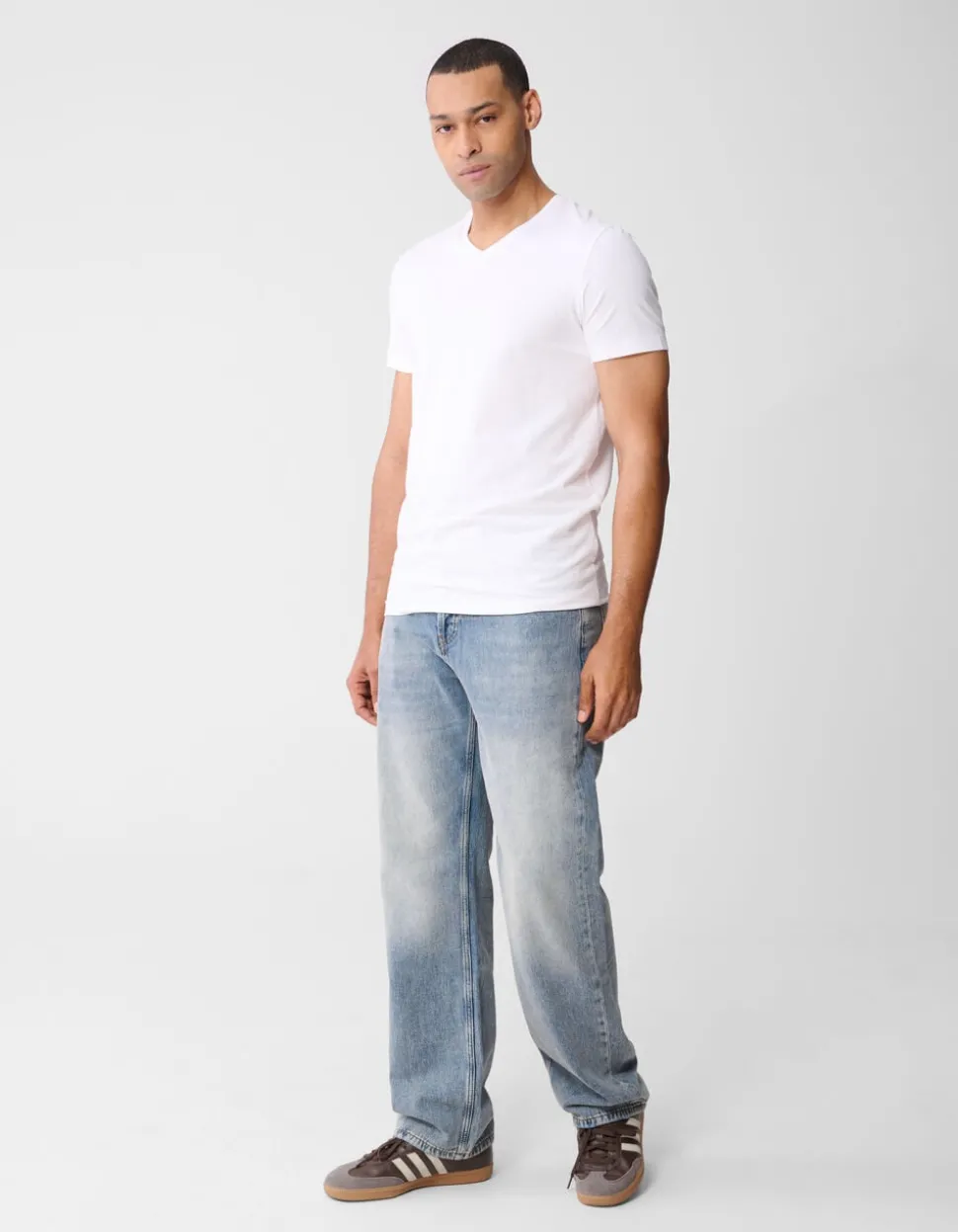 Basis V-hals T-shirt Wit