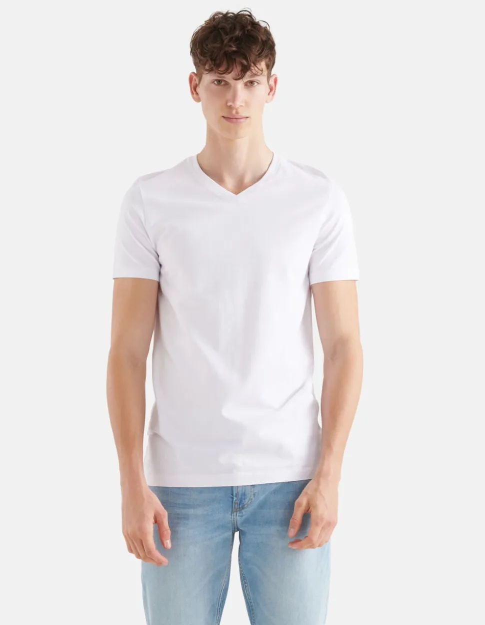 Basis V-hals T-shirt Wit