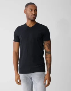 Basis V-hals T-shirt Zwart