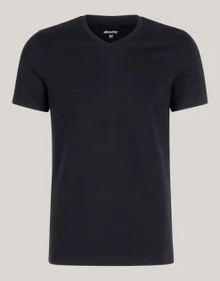 Basis V-hals T-shirt Zwart