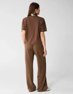 Basis Wide Leg Broek Bruin