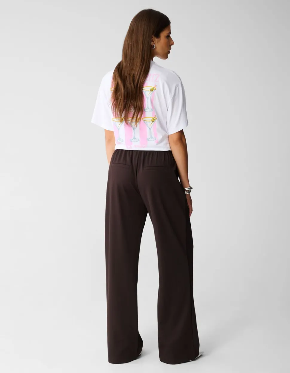 Basis Wide Leg Broek Donkerbruin