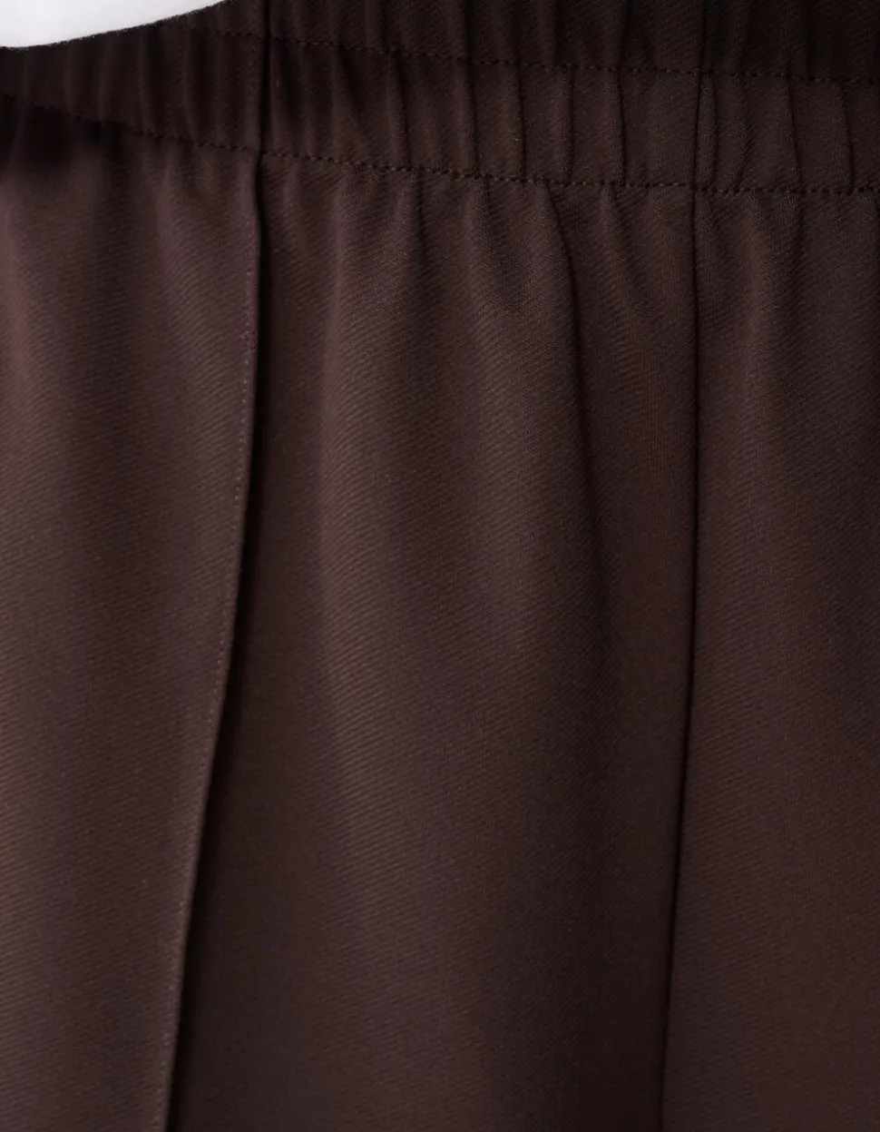 Basis Wide Leg Broek Donkerbruin
