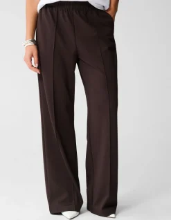 Basis Wide Leg Broek Donkerbruin