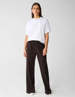 Basis Wide Leg Broek Donkerbruin