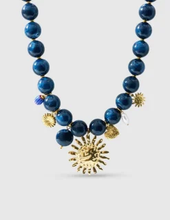 Beaded Charm Ketting Donkerblauw
