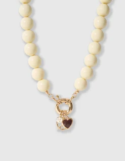 Beaded Charm Ketting Lichtgeel