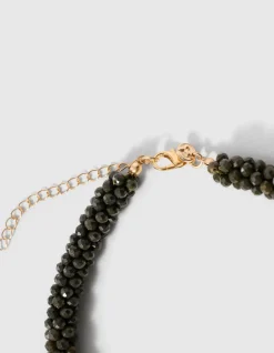 Beaded Elastic Ketting Grijs
