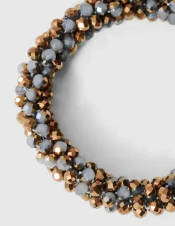 Beaded Elastieken Armband Goud/Zilver
