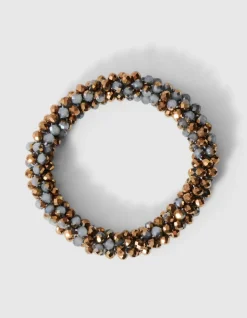 Beaded Elastieken Armband Goud/Zilver