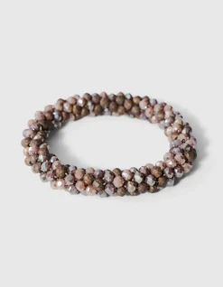 Beaded Elastieken Armband Taupe