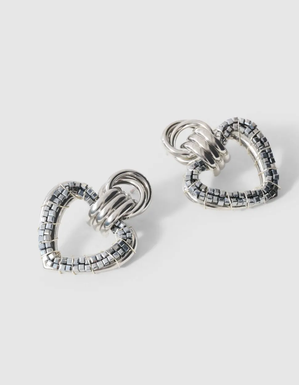 Beaded Heart Oorbellen Zilver