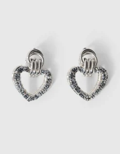Beaded Heart Oorbellen Zilver