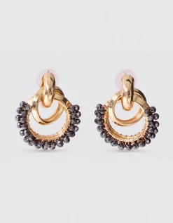 Beaded Oorbellen Goud/Grijs