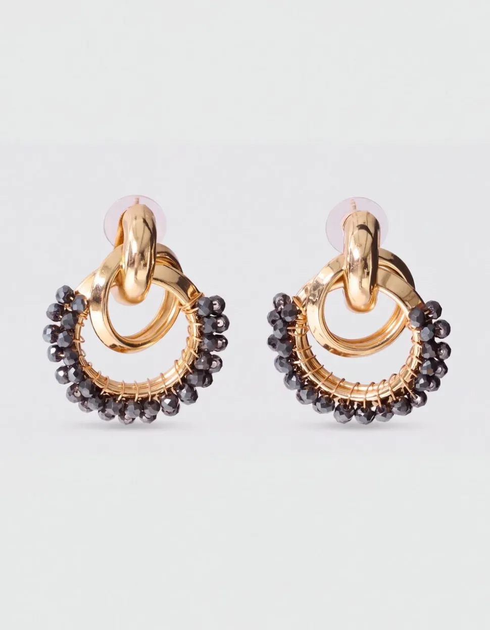 Beaded Oorbellen Goud/Grijs
