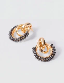 Beaded Oorbellen Goud/Grijs