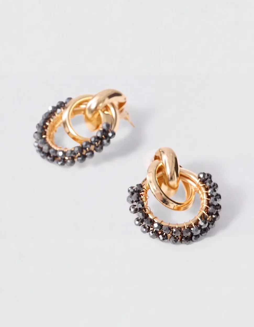 Beaded Oorbellen Goud/Grijs